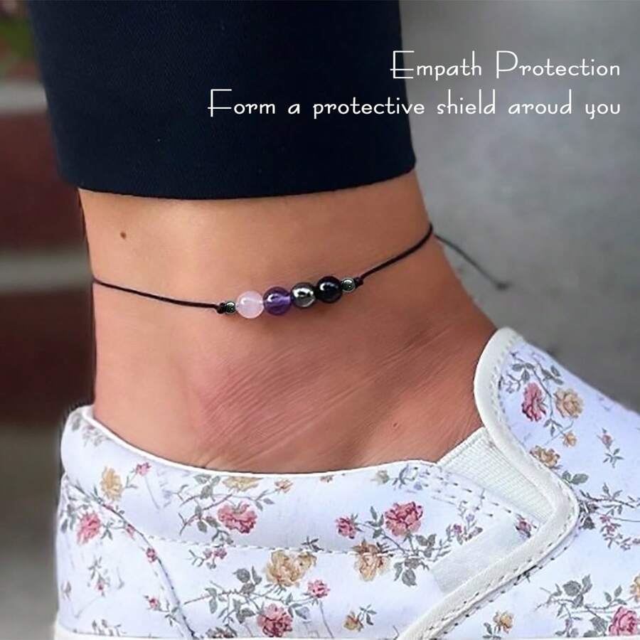 1 pièce Bracelet de cheville de protection des empathes, bijou de protection des empathes, cadeau pour empathe, bracelet de protection, tourmaline