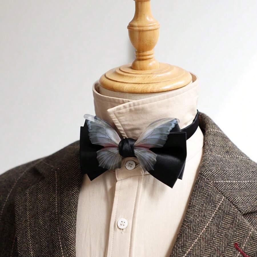 Creative Butterfly Bow Tie Men Necktie Solid Color Adjustable Soft Textured Bowknot Bridegroom Groomsman Cravat