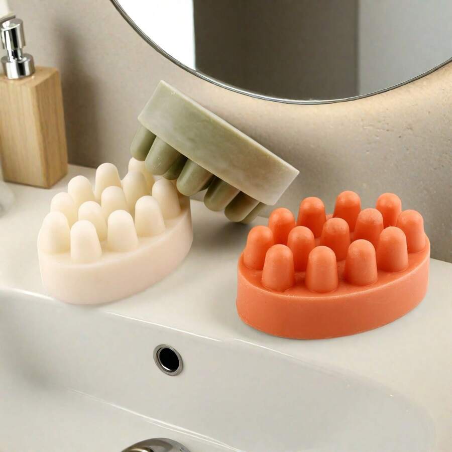 1pc Massage Brush-Shaped Reusable Silicone Mold - Easy Release DIY Mold For Handmade Soap, Aromatherapy Candles & Plaster Diffuser Stones