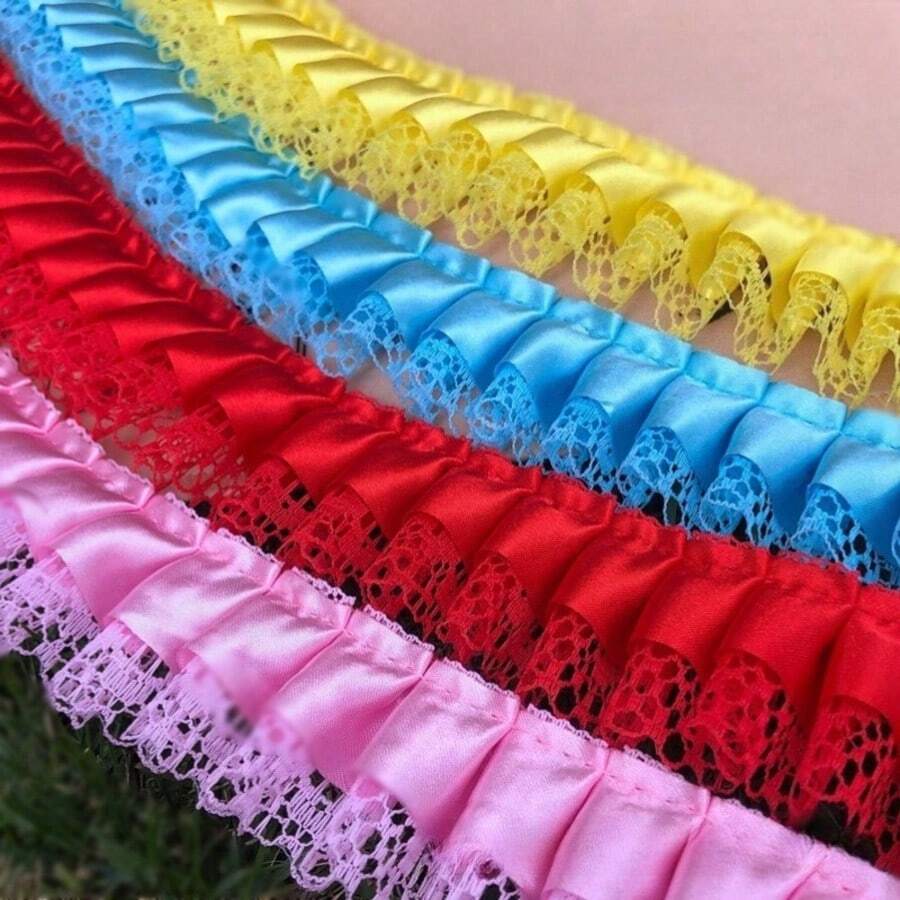 5 Yards Satin Volant Spitzenborte, elegante dekorative Umrandung für DIY Basteleien, Hochzeitsparty Dekoration, Bekleidung und Wohndekoration