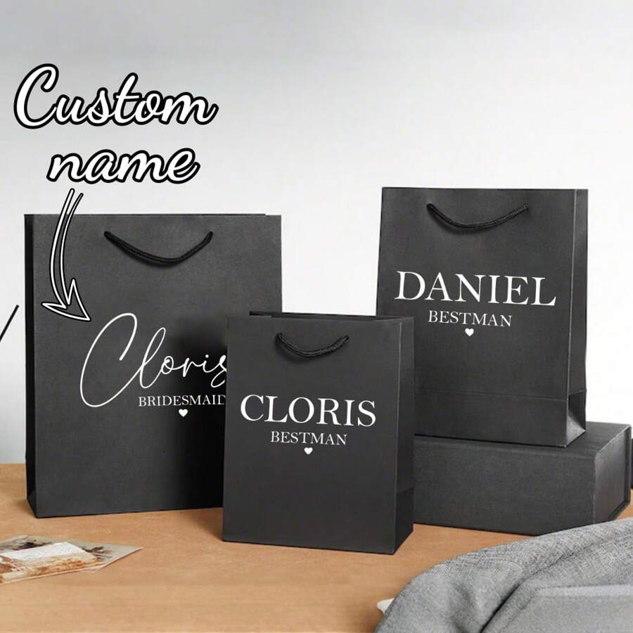 1 pièce Sac cadeau personnalisé pour demoiselle d'honneur et garçon d'honneur, sac cadeau pour fête de mariage, sac de faveur personnalisé pour enterrement de vie de jeune fille/garçon, cadeau de mariage de qualité premium