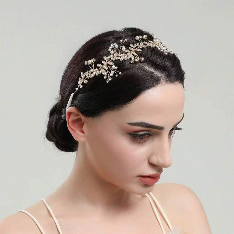 1 Peça Vintage Tiara Feita à Mão com Cristais Cintilantes de Cristal Reno e Liga de Zinco, Tiara de Casamento para Dama de Honra e Noiva, Adequada para Casamento, Festa, Banquete, Decoração de Aniversário