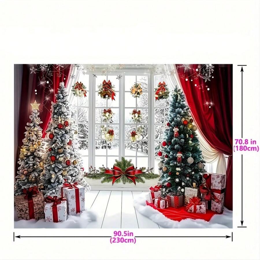 The Christmas Wonderland Snowman Background Paired With Red Curtains Is Perfect For Indoor Celebrations, Studio Photography, And Holiday Parties