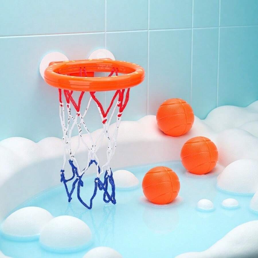Bathtub Toy For Youngsters - Mini Bathtub Basketball Basket, Suction Cup Basketball Basket And Set Of 3 Balls, Suitable For Boys & Girls, Halloween/Christmas/Thanksgiving And Birthday Gifts