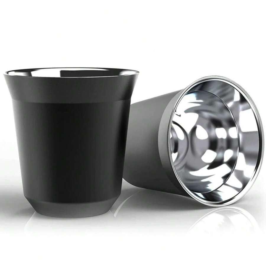 Double Wall Insulated Stainless Steel Espresso Cup Capsule Coffee Mug Metal Drinking Demitasse Cup For Home Indoor Or Outdoor