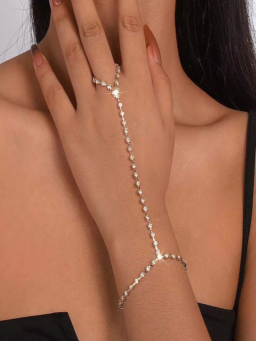 1 pièce Bracelet de doigt chaîne de griffe géométrique, élégant polyvalent sexy pour fête, plage, port quotidien, cadeau de vacances (fait main avec une tolérance de 1-3 cm)