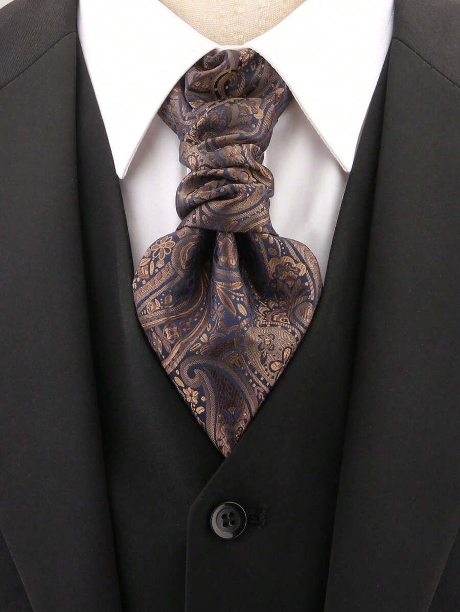 1 pieza Diseño sin corbata para hombre, adecuado para atuendo formal, negocios, esmoquin, gala