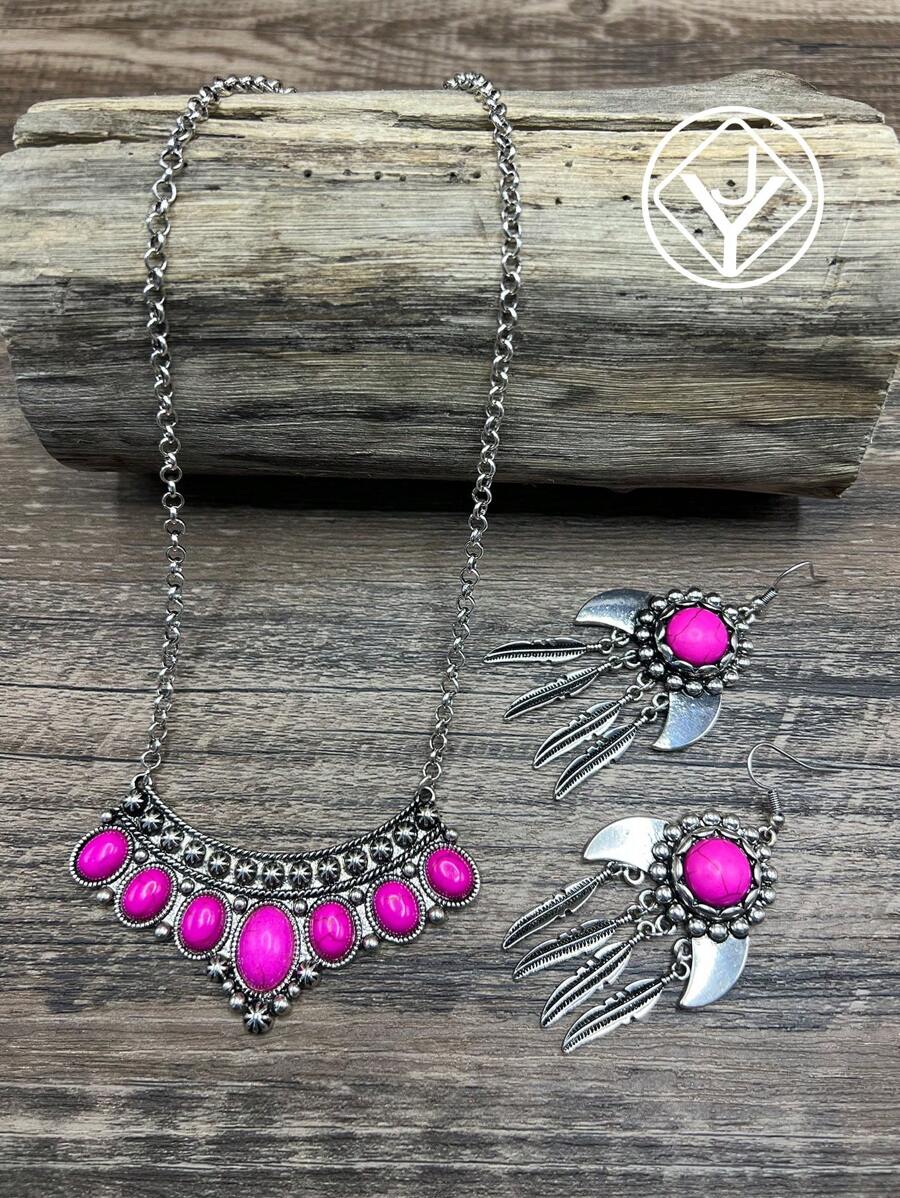Colar com Coroa de Estilo Retrô Boêmio da Moda, Brincos em Forma de Chifre, Adequados para Mulheres/Meninas Combinarem com Roupas Diárias, Acessórios de Festa, Presente de Joias para Família/Amigos/Você Mesmo(a)