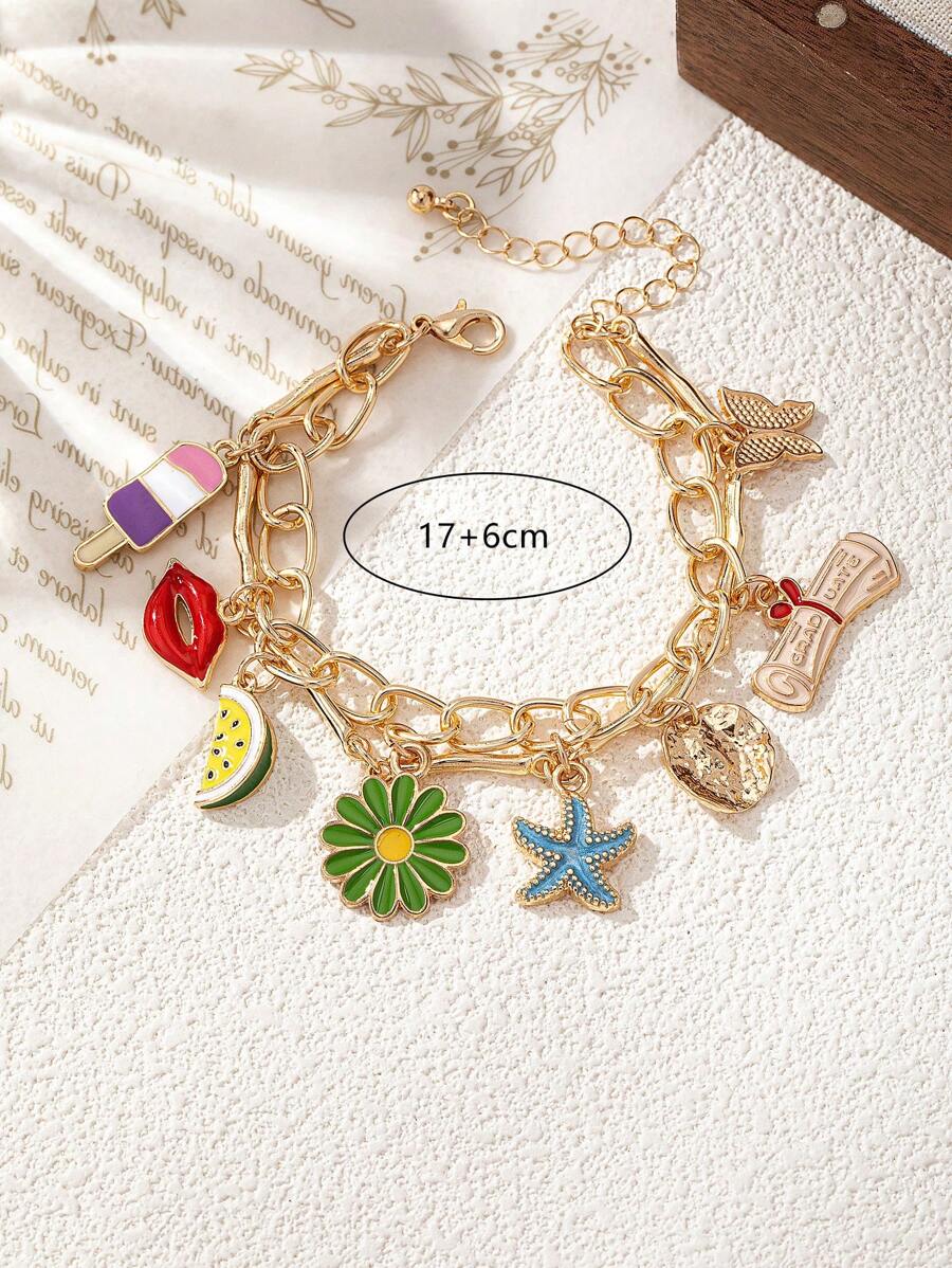 1 Peça Pulseira de Charme de Cor Fresca, Design de Moda Versátil e Doce, Adequado para o Verão