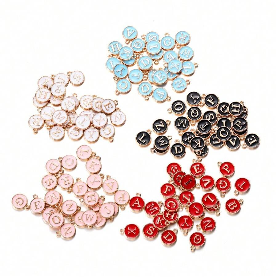 26pcs/Lot 12x15mm A-Z Letter Charms Enamel Alphabet Initial Letter Charms Pendant Handmade DIY Bracelet Necklace Earrings Jewelry Making Accessories