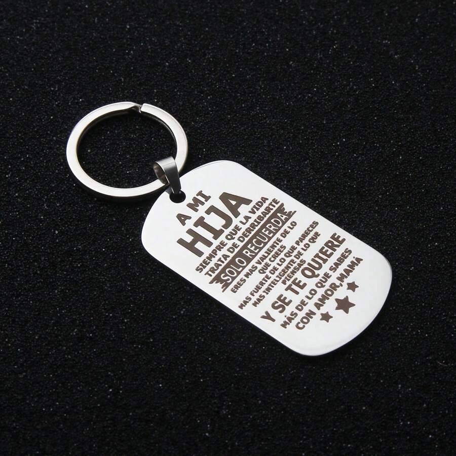 1 pièce Porte-clés de plaque militaire en acier inoxydable espagnol, excellent cadeau pour l'anniversaire du fils, l'anniversaire, la remise des diplômes scolaires