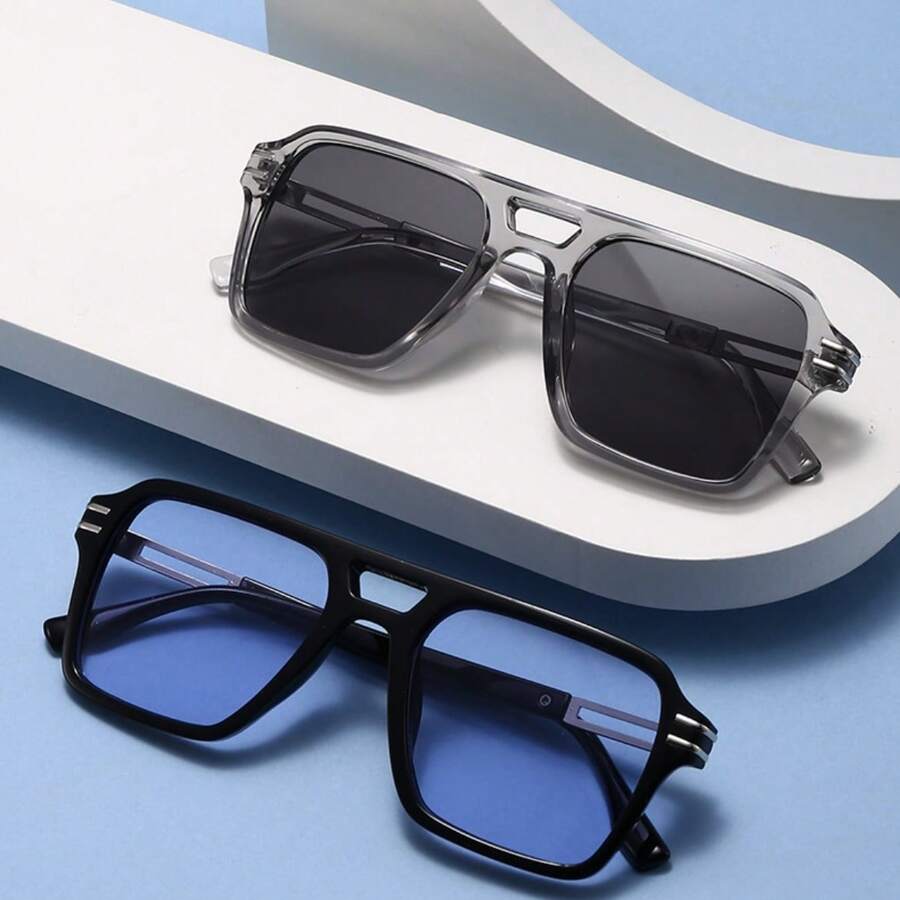 Vintage Double-Beam Square Glasses, Fashionable European And American Glasses, Suitable For Daily Wear, Commuting, And Streetwear