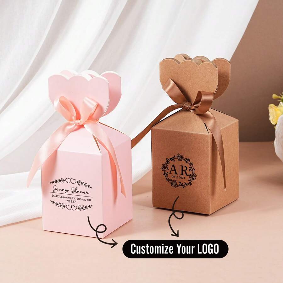 10pcs Custom Gift Boxes, Personalized Packaging, Petal Paper Boxes, Candy Boxes, Suitable For Candle Cup Packaging, Delicate Small Gift Boxes, Suitable For Wedding, Birthday, Souvenir Gifts, Small Product Packaging