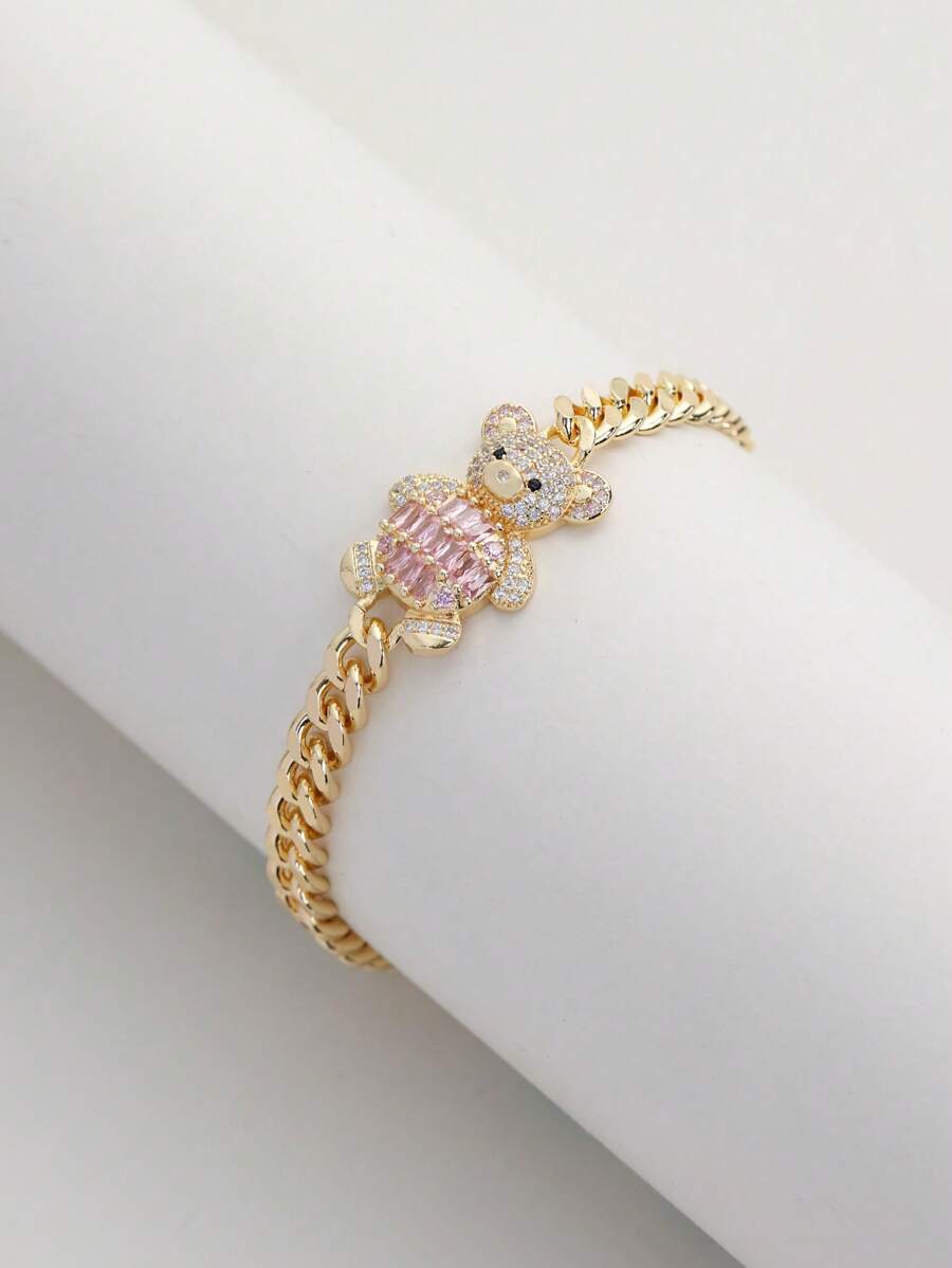 1 Peça Pulseira de Cristal Urso Romântico, Adequado como Presente para Amigos e Namoradas, Uso Diário e de Festa para Mulheres