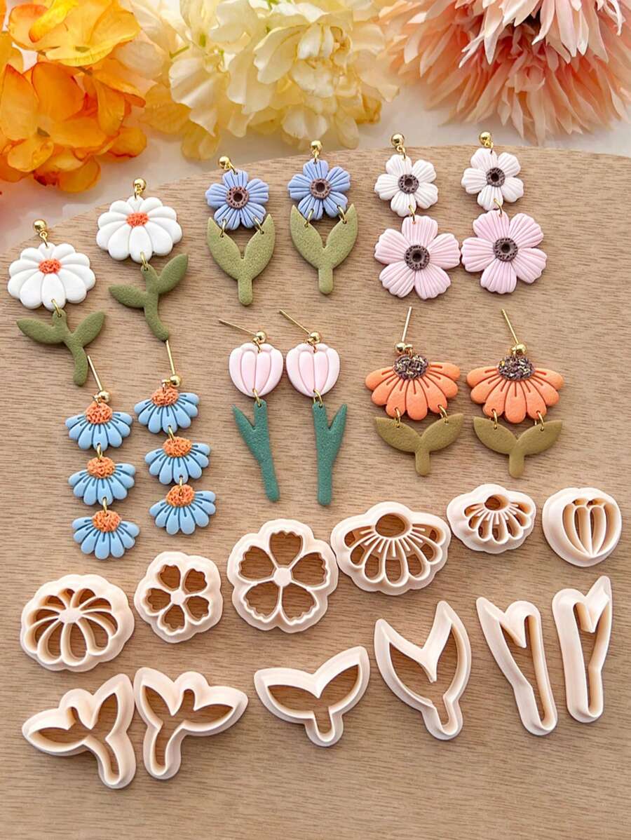 Bohemian Floral Clay Cutters Mold Spring Hollow Flower Leaf Polymer Clay Cutter For Jewelry Making DIY Crafting Kit Tools