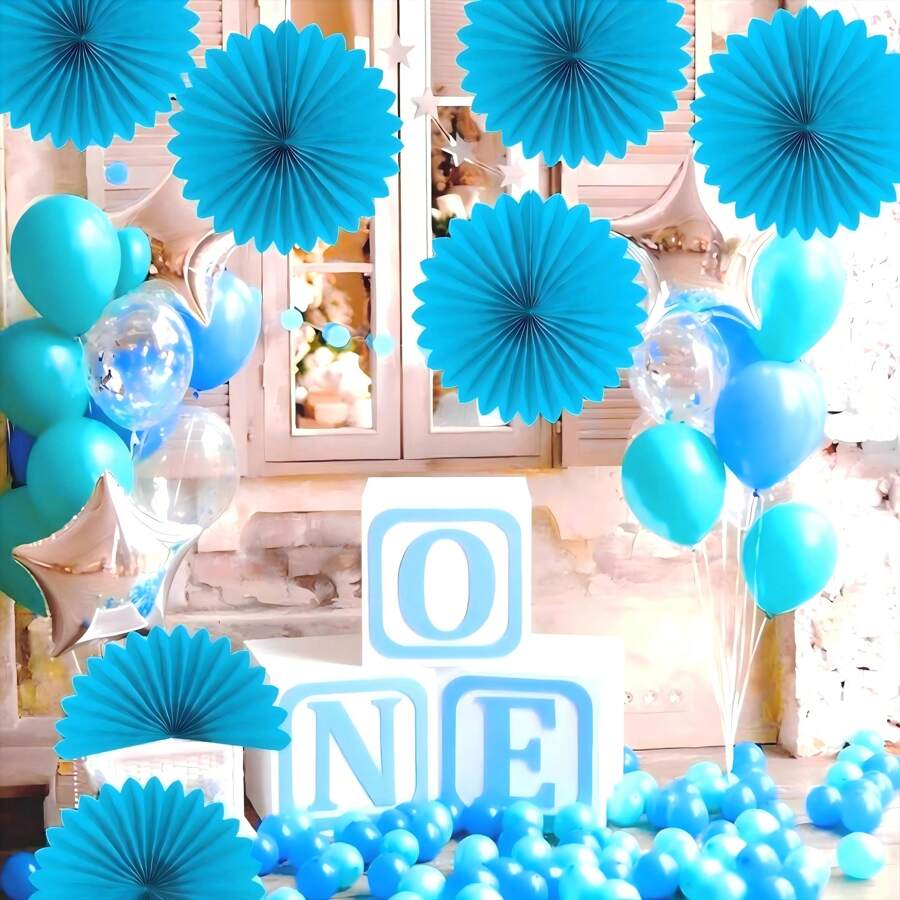 6 Stücke 30 cm 3D Wanddekoration und hängende Papierblumen, künstliche Sonnenblumen, geeignet für Hochzeiten, Geburtstage, Babypartys, Fotoboxen, Hochzeitsbogen Kunst, hängende Dekorationen, Dekoranhänger, Feiertags Dekorationen (Himmelblau)
