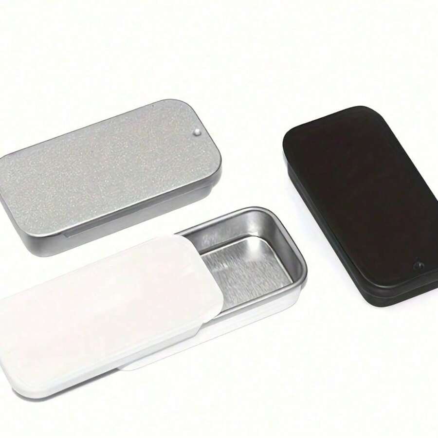 1PC Push-Pull Sliding Lid Tin Box - Mini Airtight Container For Candy/Lip Balm/Pills, Vintage Metal Storage Jar