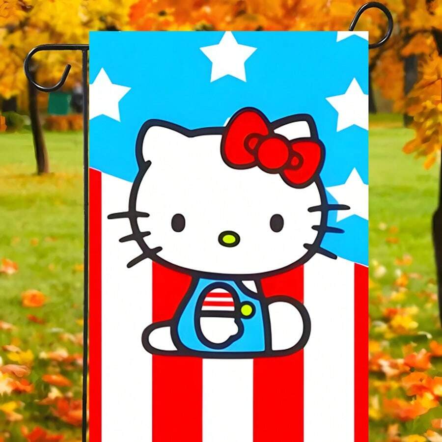 Sanrio Sanrio 2pcs Hello Kitty Halloween 2025 Pumpkin Garden Flag 40cm * 35cm Sanrio Garden Flag Courtyard Outdoor Decoration Halloween Bedroom Decoration (Random Styles Sent)