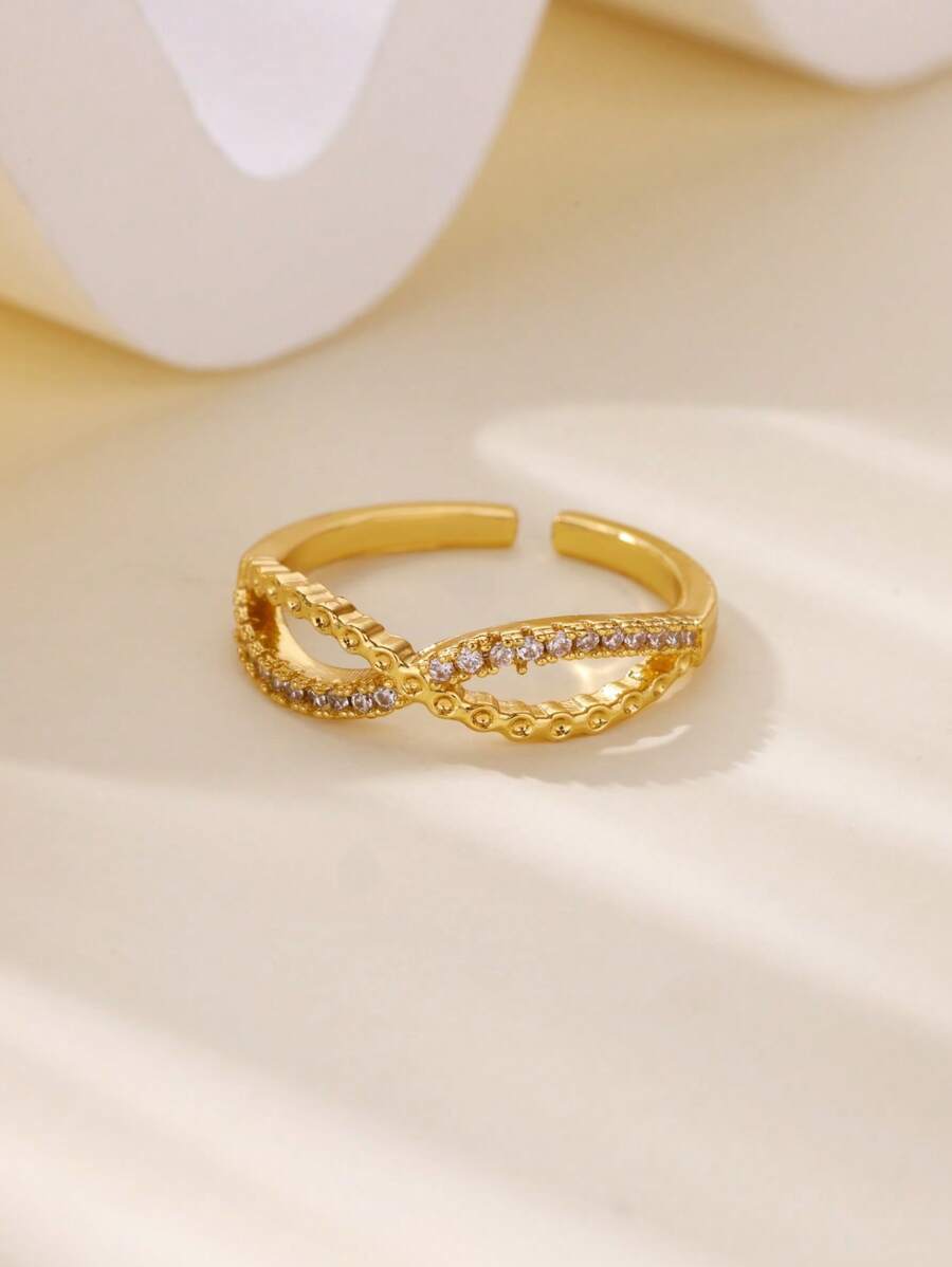 1PC Zirconia Infinite Symbols Rings For Women Gold Color Opening Stainless Steel Infinite Ring Aesthetic Party Waterproof Jewelry Gift BFF