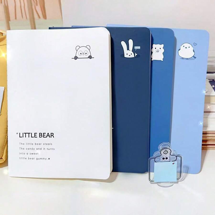 1 pezzo/4 pezzi Quaderno minimalista A5/B5 spesso, di alta qualità e stile estetico Ins, con copertina a motivi animali/cartoni animati, pagine interne spesse, blocco note portatile, quaderno semplice, per lo studio del vocabolario, per appunti, per ufficio/scuola, regalo per il ritorno a scuola, regalo di compleanno/Natale/Ognissanti/Ringraziamento, premio scolastico, forniture scolastiche, ritorno a scuola