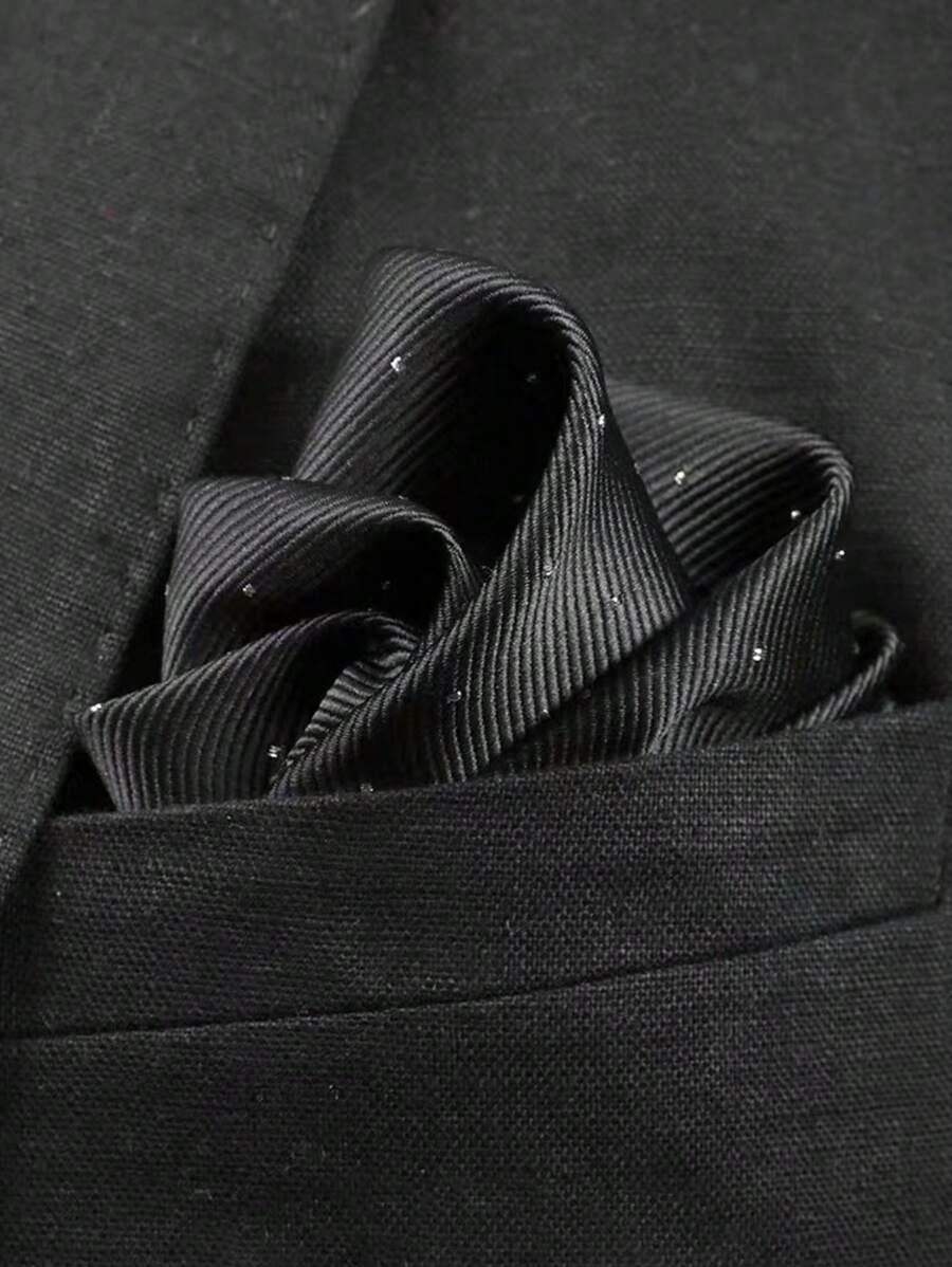 1 pieza de Bolsillo cuadrado de poliéster de unicolor con puntos plateados, accesorio formal de traje de negocios, decoración de estilo Ins para hombres