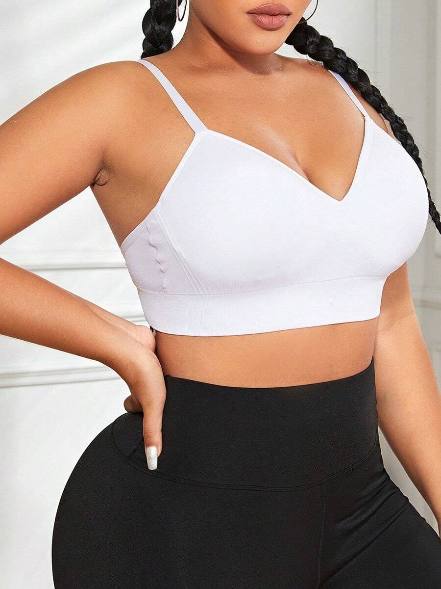 1pc Women Plus Size Wireless Yoga Padded Push Up Sports Bra
