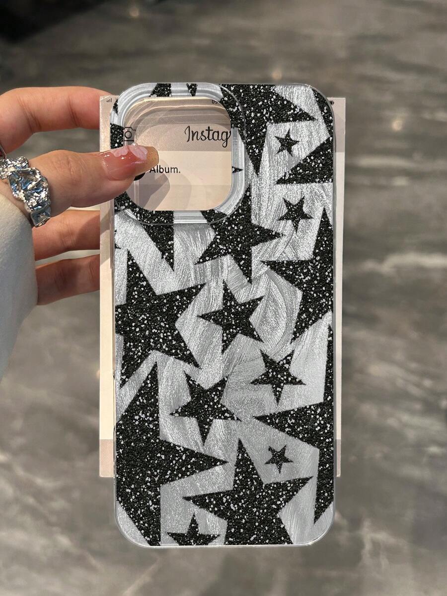 1 Stück neuer funkelnder Sternblumen Muster Stoßfester TPU Schutzhülle kompatibel mit Apple 16 Pro Max / 15 / 14 Plus / 13 / 12 / 11 / XR / XS Max / 7 / 8 Plus