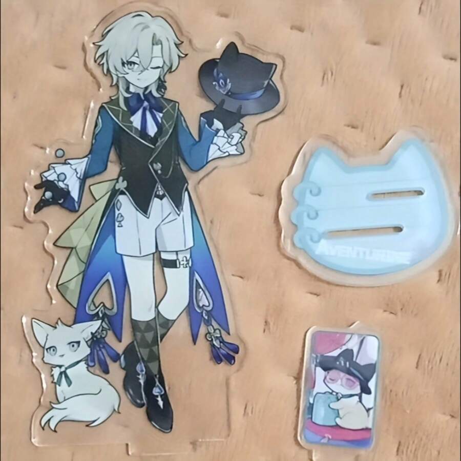 2D Flat, Broken Star Sky Railway Acrylic Stand Sign - Golden Sandstone Little Dot Cat Desktop Decoration, No Electricity Needed, Anime-Inspired Gift For Gamers, Classmates & Friends, Game Themed Decor | Decor Item