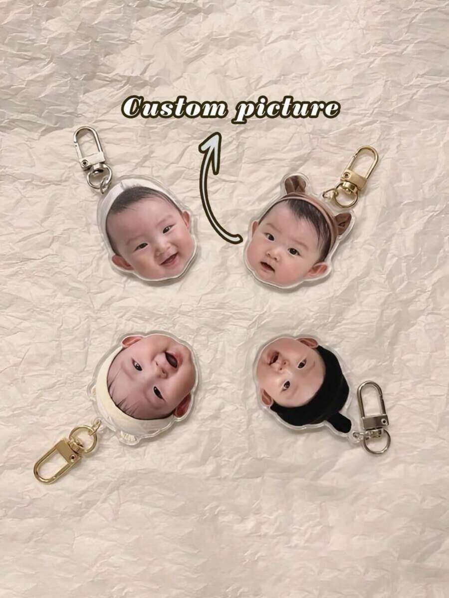 1pc Customized Portrait Acrylic Keychain, Personalized Photo Keychain Gift For Boyfriend/Girlfriend, Husband/Wife, Dad/Mom, Photo Gifts For Valentine's Day, Birthday, Baby Anniversary, Father's Day, Mother's Day, Unique Gift For Her/Him Back To School