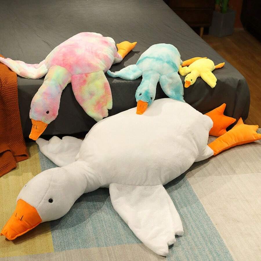 Cuscino peluche oca, morbido e soffice cuscino di animale riempito di cigno, regalo per bambini e amici. 1 pezzo (Bianco 50cm)
