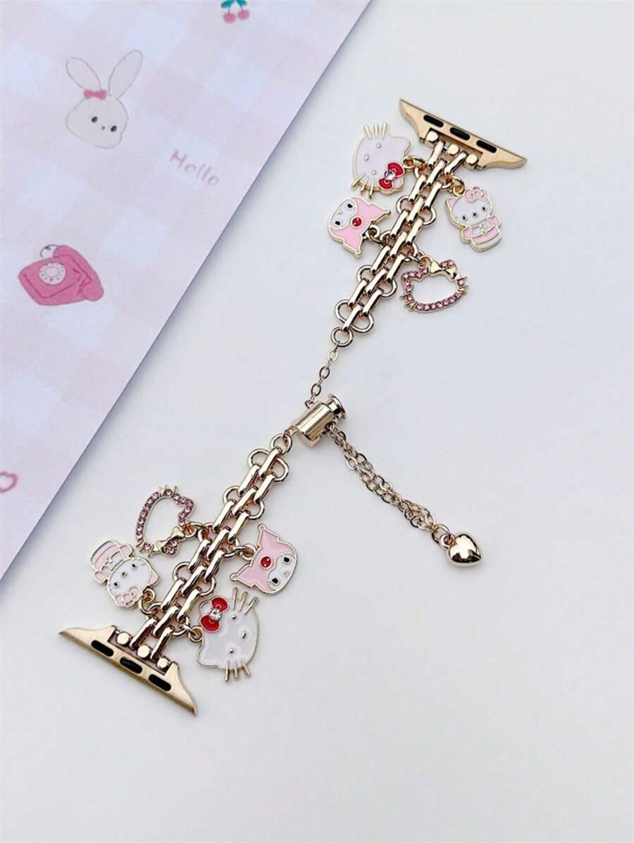 Sanrio Correa compatible con de 38/40/41/42/44/45/46/49mm, 1 pieza de accesorio decorativo de muñeca con diseño lindo de Kuromi el gato de Sanrio