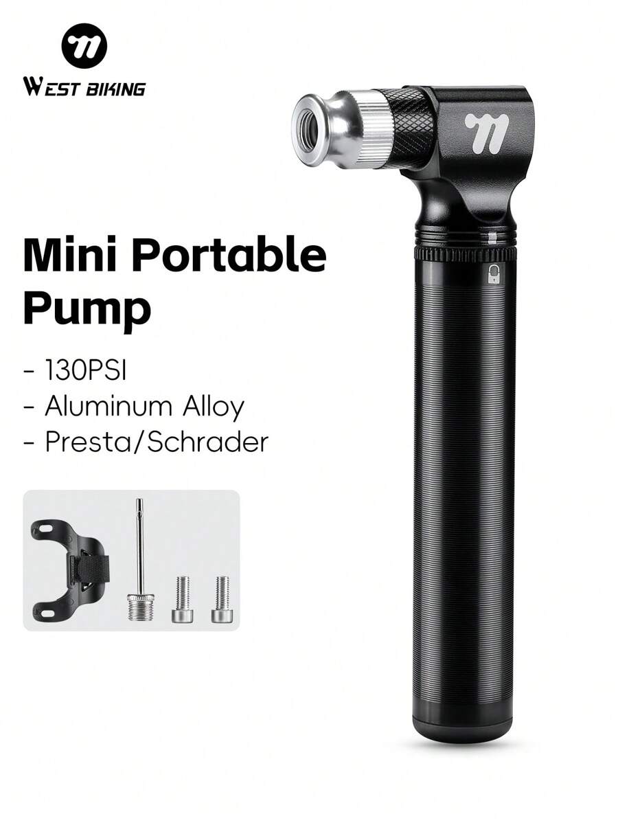 WEST BIKING Bicycle Pump Portable Mini High Pressure Mountain Road Bike Aluminum Alloy Small Emergency Inflatable Cylinder