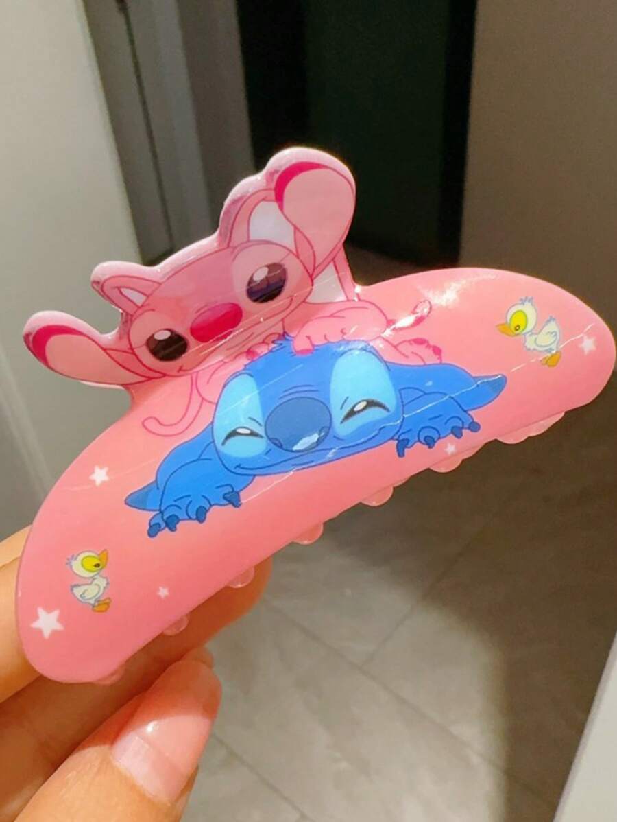 Disney 1 pièce Pinces à cheveux en acrylique style mignon dessin animé Stitch pour queue de cheval, accessoire de mode pour cheveux, accessoire de cheveux élégant