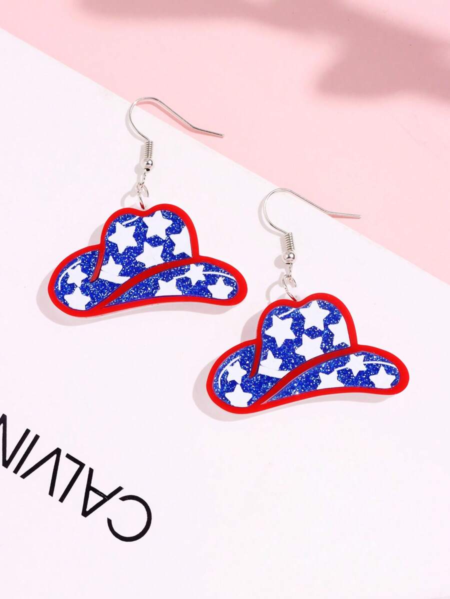 1 par de aretes con colgante personalizado estilo bandera de EE. UU. de diseño de alta gama para uso diario, fiestas festivas, 4 de julio