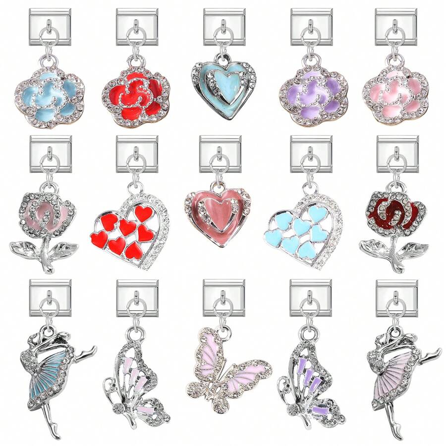 1 Stück Buchstaben Elemente DIY kreatives Accessoire Schmuck, modisches Anhänger Design personalisierbar DIY Armband Halskette Ring Fußkettchen, vielseitig, filigran, süß, modulares Armband