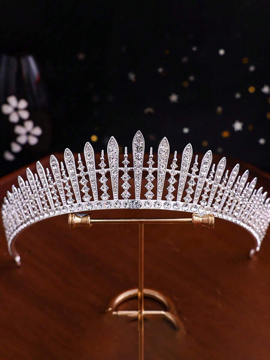 1 pièce Bandeau de mariée de luxe avec design de couronne de strass pour mariage, fête, diadème royal