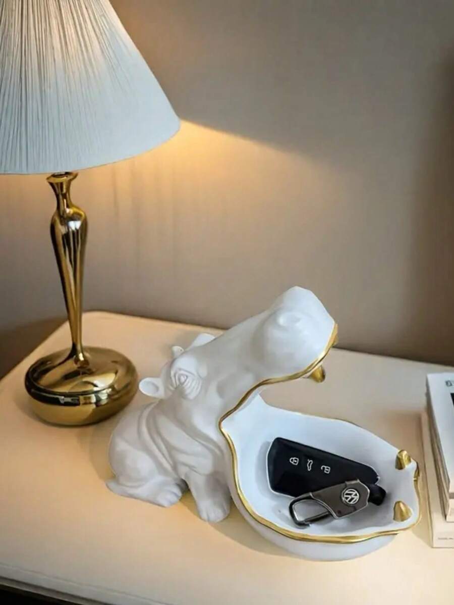 Moderne, einfache weiße Nilpferdfigur; super niedlicher Tier-Schreibtischorganisator & Dekoration; Heim- und Bürodekoration, Muttertagsgeschenkidee, lustiges Geschenk, dekorative Skulptur - Nilpferd Geschenk