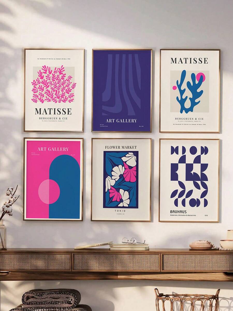 1pc MODERN GALLERY WALL Wall Art Prints, Matisse Blue And Pink Printable Wall Art Poster Gift For Her, Maximalist Decor, Unframed