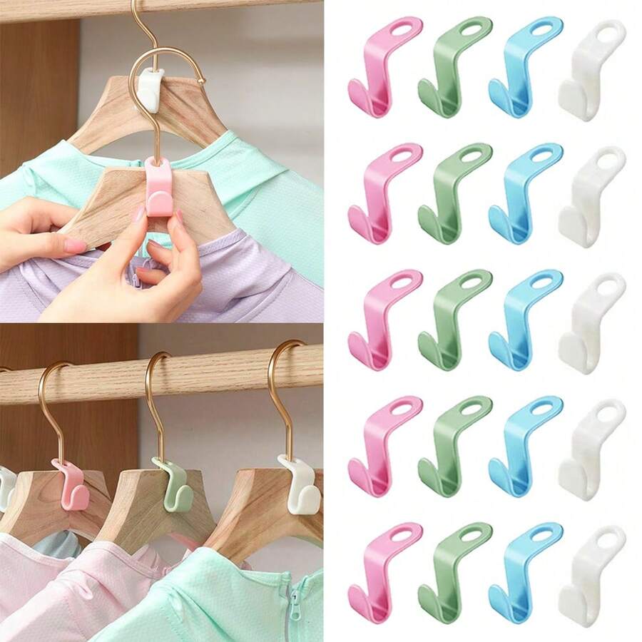 60PCS Clothes Hanger Connector Hooks Cascading Clothes Space Saving Organizer