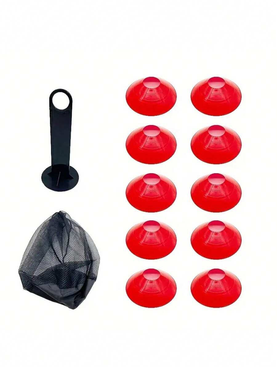 10pcs/Set Soccer Training Cones, Flat Marker Discs, Obstacle Bollards, Drill Sign Markers