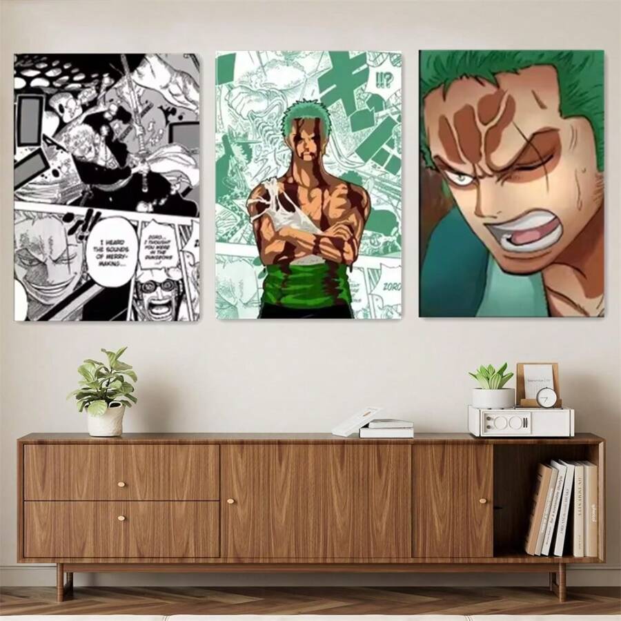 bandai Set Of 1/3 Pcs Pop Wall Art Poster Roronoa Zoro Póster Home Decor Wall Decor Living Room Modern Room Decor Wall Decor Home Decor (Unframed)