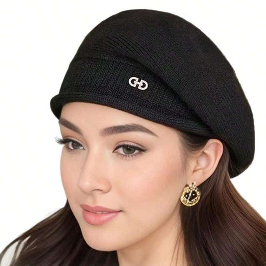 Chapeau tricoté en laine polyvalent et pour femmes, adapté à l'automne et l'hiver. Chapeau chaud, béret, chapeau "Tata"