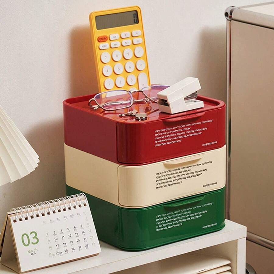 Mehrkaschenkommoden Schreibtisch Organizer Box, Dopamin-Thema Kunststoff Aufbewahrungsbox für Studenten Wohnheim und Bürobedarf
