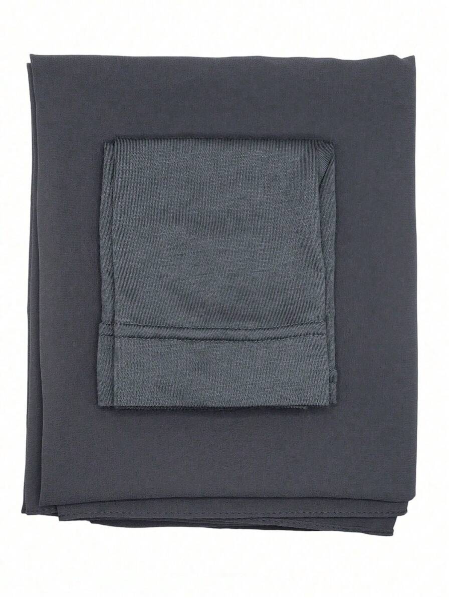 2 Peças/Conjunto Mini Toucas Hijab + Lenço de Chiffon Leve Hijab Turbante Conjunto de Hijabs de Malha, Adequado para Uso Diário