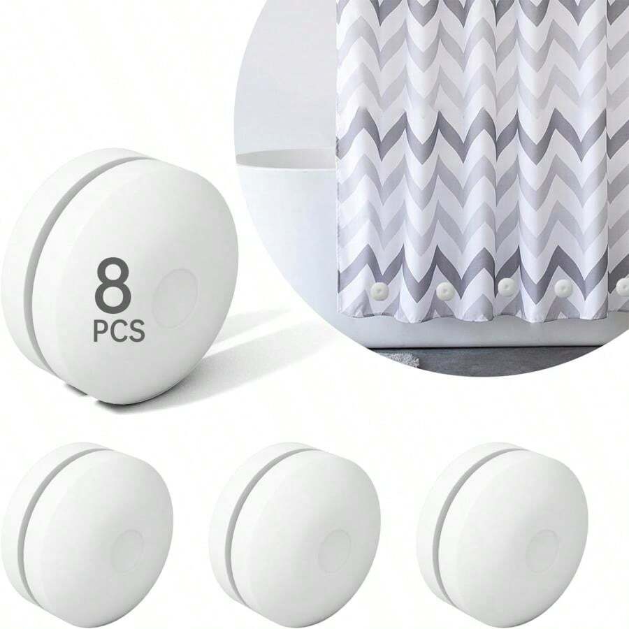 MtMinn Shower Curtain Weights - Silicone Fully Wrapped Rustproof Shower Curtain Magnets, No Sew, Waterproof, Anticollision - Heavy Outdoor Weighted Clips For Drapery, Tablecloth, Flag (4 Pairs)