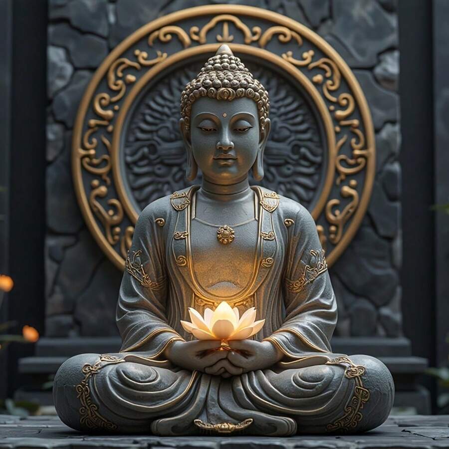 1pc Oversized Buddha With Lotus Flower Design Seasonal Vibrant Banner, Ideal For Party Decoration, Home Wall Decor, Outdoor Spiritual Decoration, Zen Home Decoration