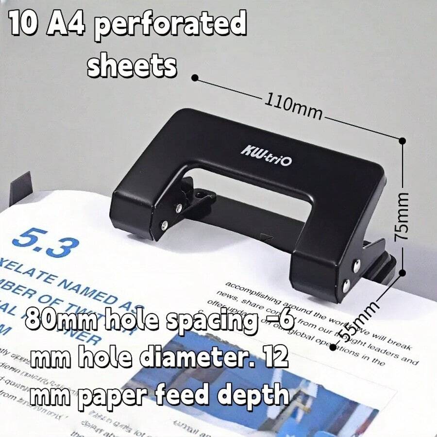 1pc Dual Hole Puncher, Portable Puncher, A4 Paper A5, Multifunctional Document Puncher, Loose Leaf Bill Card Binding, Office Supplies, Hand Account Metal Puncher, Stationery Accessories, School Supplies, Suitable For Boys And Girls, Students, White-Collar Workers, Teachers, Warehouse Staff, Etc,Back To School