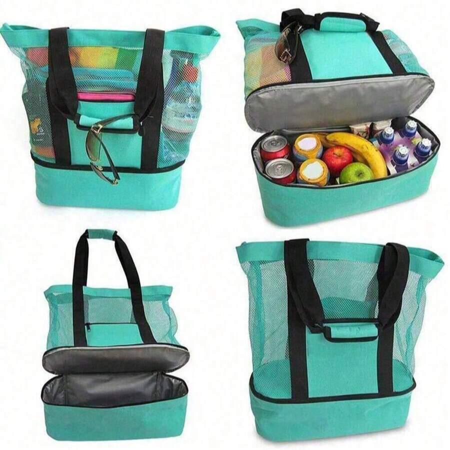 Nova Bolsa de Praia, Bolsa de Viagem e Piquenique ao Ar Livre, Bolsa de Praia Térmica e Preservante de Gelo, Bolsa de Praia de Tela Criativa Multifuncional com Bolsa de Gelo, Essencial para Viagens de Verão