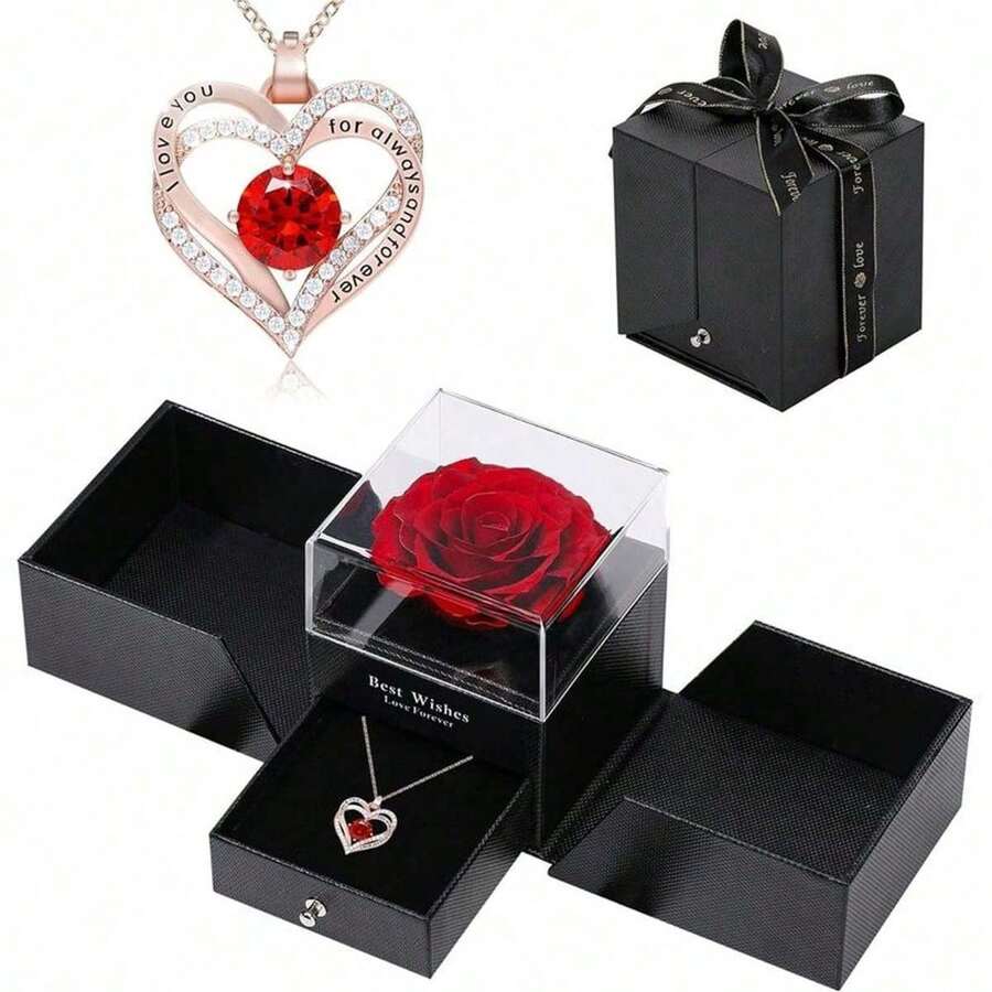 1 set Collier - Boîte cadeau rose de luxe, parfaite pour la Saint-Valentin, la fête des mères, les anniversaires et toute occasion spéciale