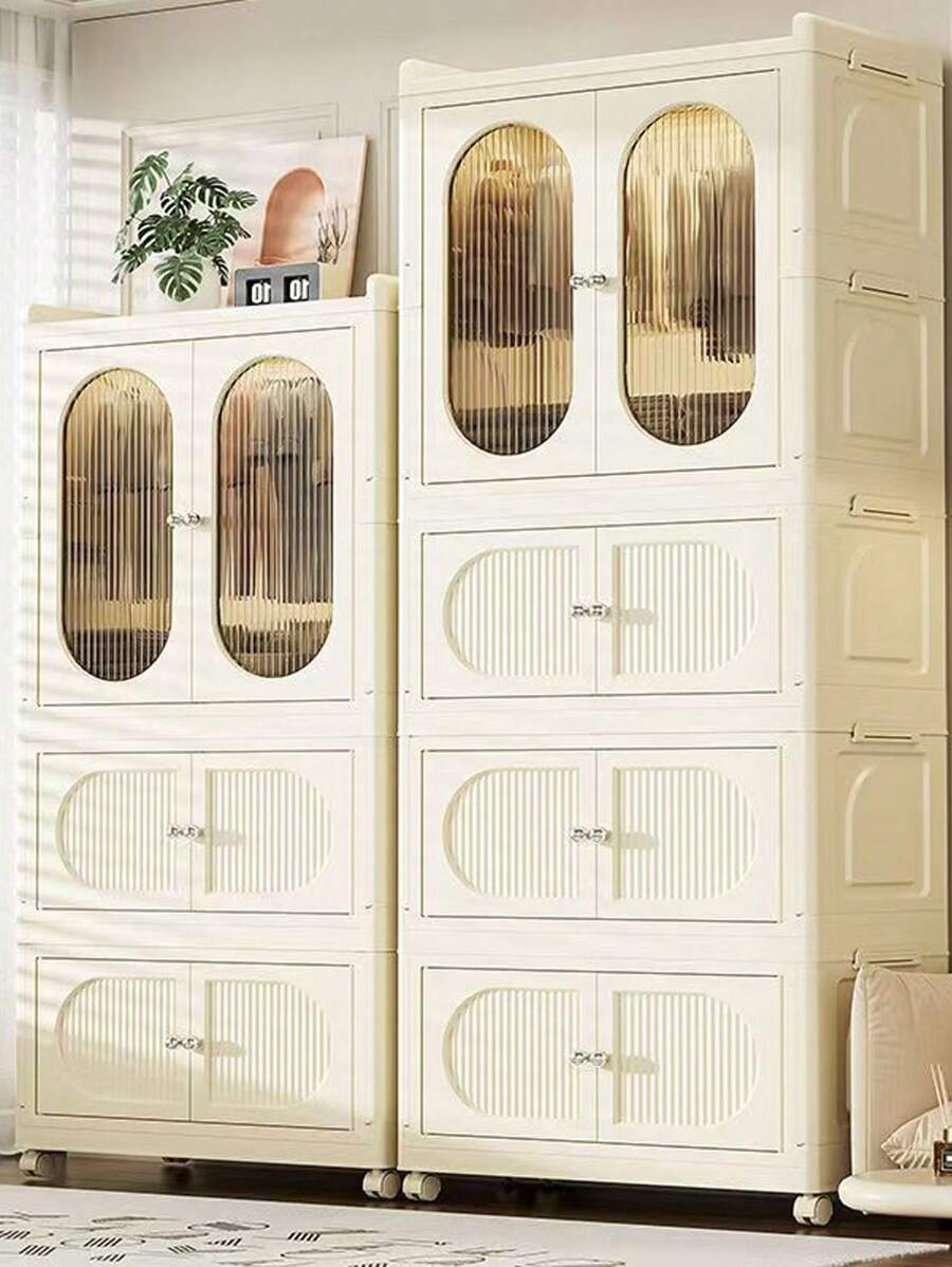 5/4/3/2/1 Layer Simple Wardrobe Clothes Storage Cabinet Closet, Foldable Home Use Garment Rack For Kids Bedroom, Rental Units Without Installation